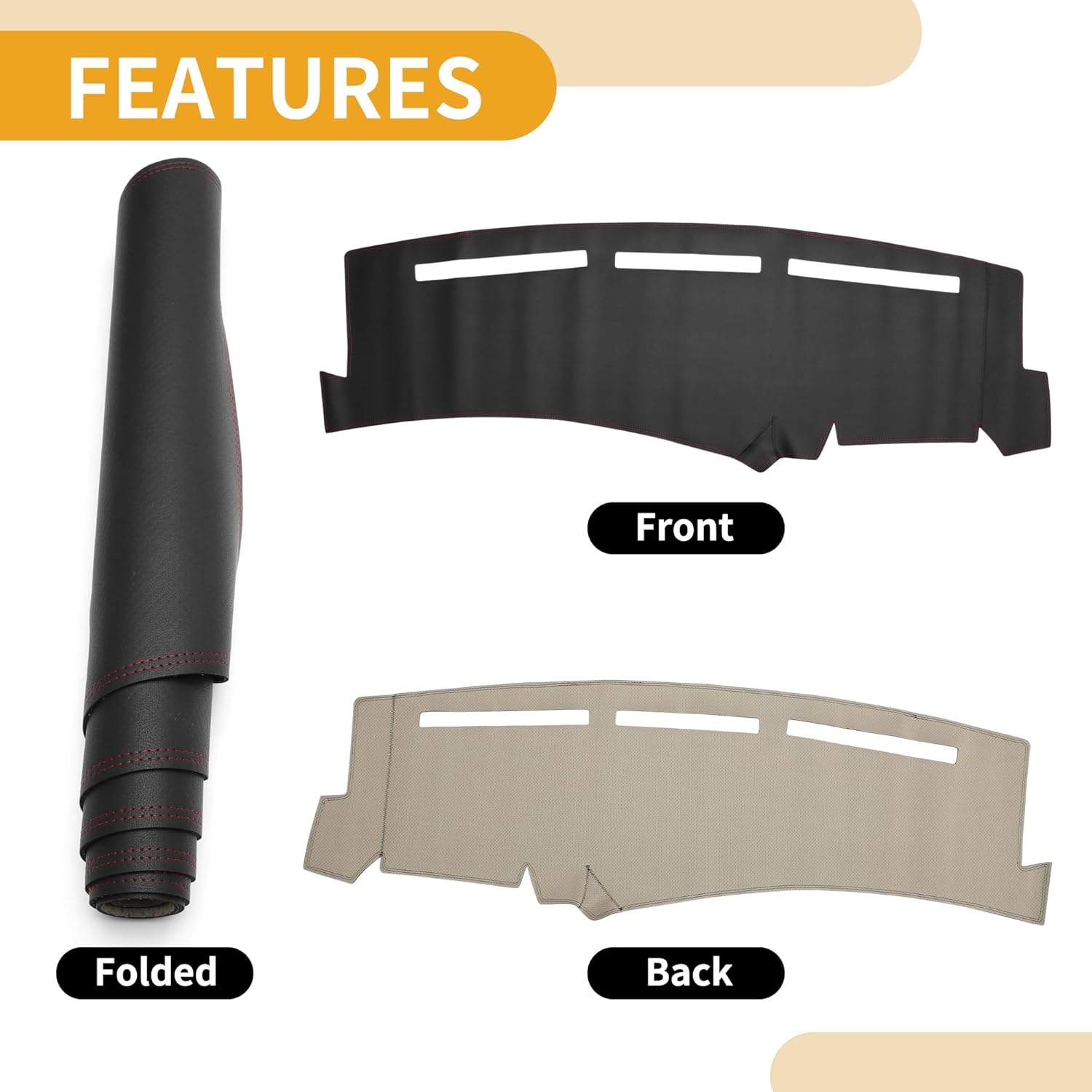 Dashboard Cover Dash Cover Mat Carpet for Chevy Silverado 1999-2006 Black Red Faux Leather 1 Pc Anti-Slip Car Interior