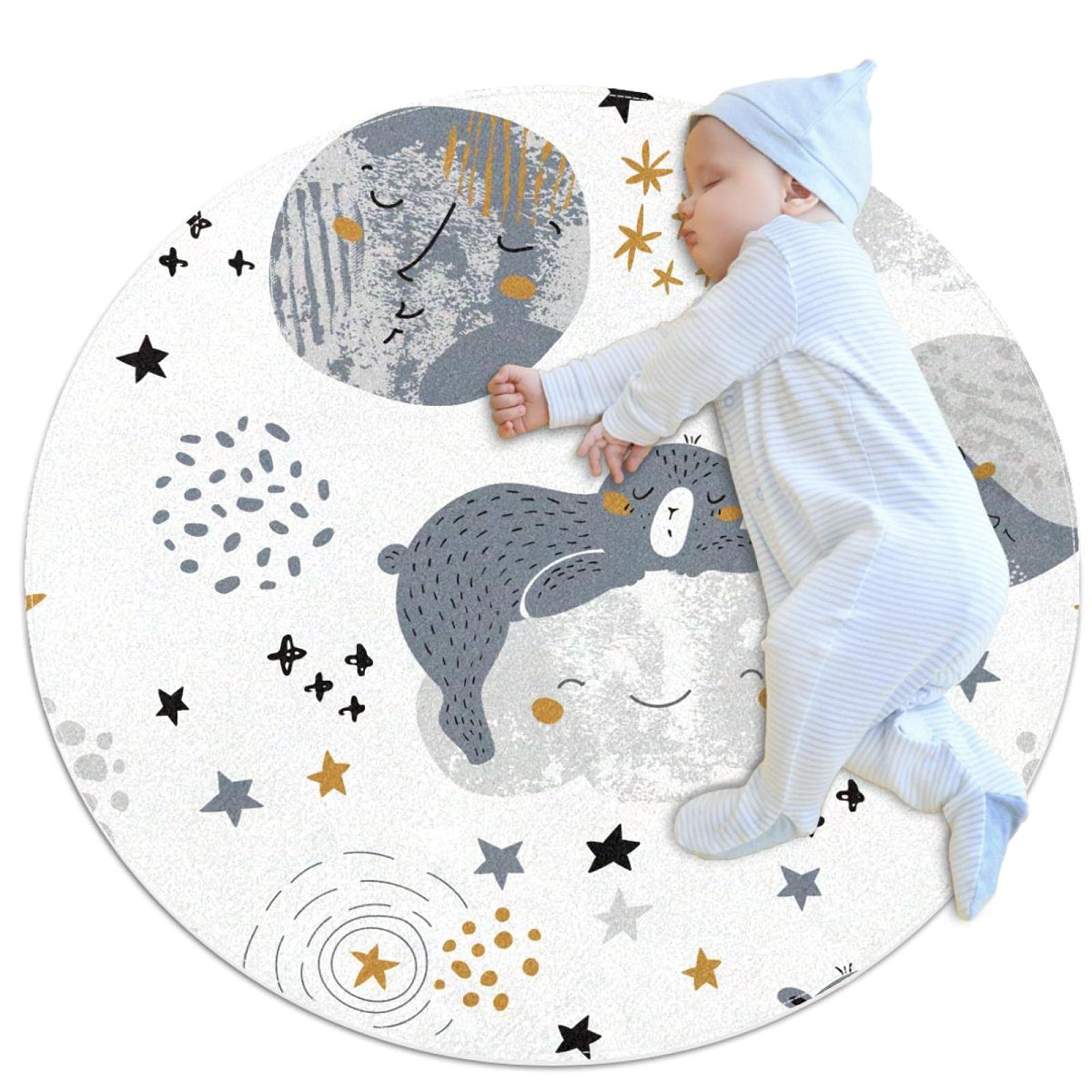 Tapis Ours Nuage Mignon JDEZ rond 100cm pour douceur de votre salon