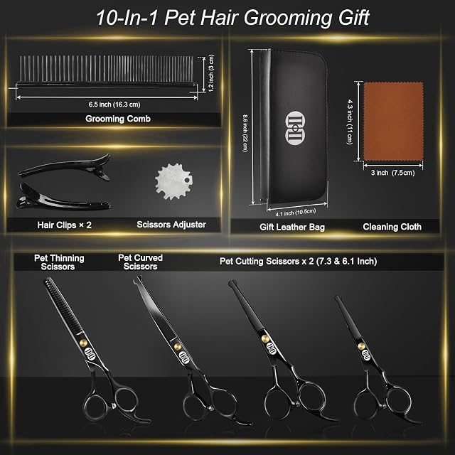Foto 7 de 8 de CIICII Tijeras Peluqueria Canina, 7 Pulgadas Tijeras para Perros (Negro)
