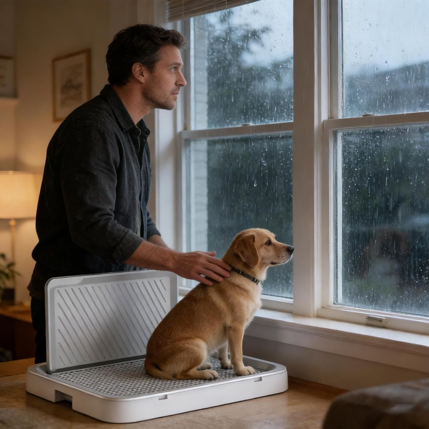 Dog Potty Training Tray - Non-Slip Anti-Splash, Leakproof Indoor Outdoor Dog Toilet with Removable Grid, Puppy Pee Pad Holder for Home Apartment Dorm Bedroom Living Room Easy Cleaning