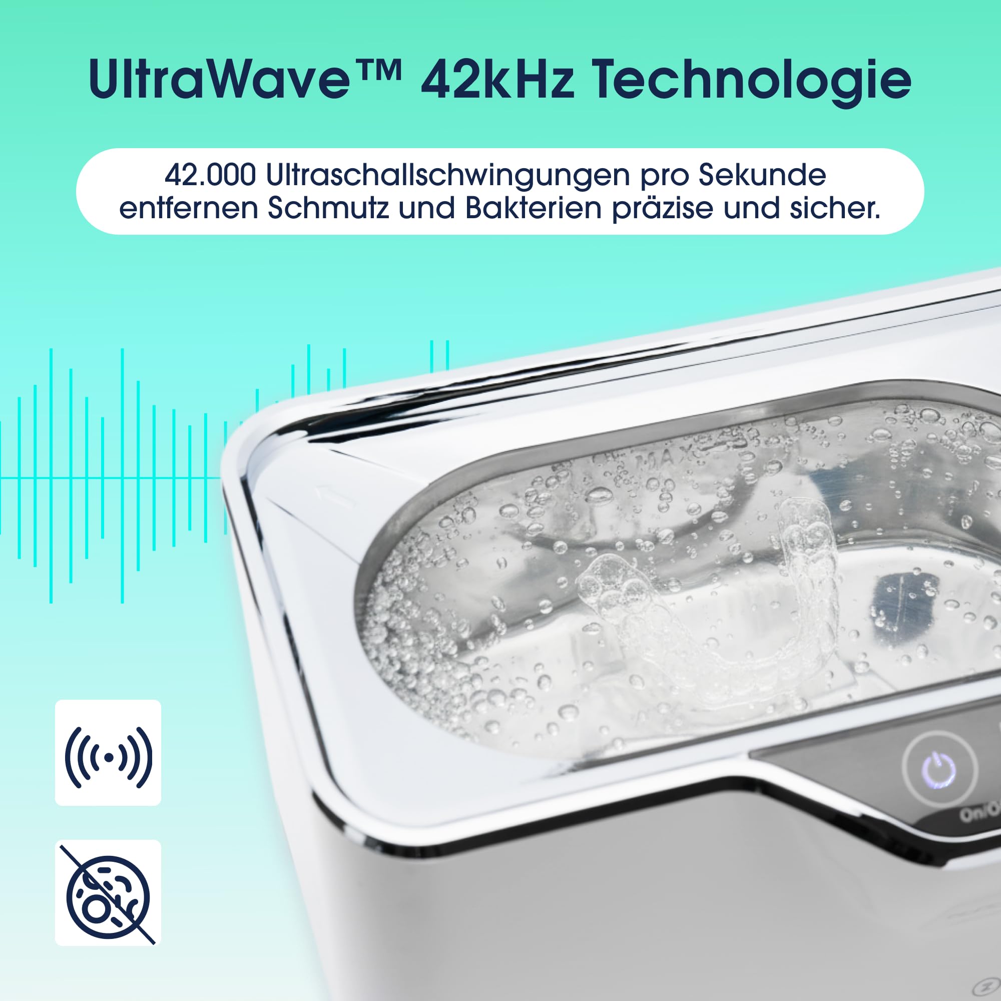 ZENT Ultraschallreinigungsgerät für Brillen, Zahnschiene, Prothesen, Schmuck | Ultraschallreiniger 600 ml, 5 Zeitprogramme, aktives Kühlsystem, LED-Touchpanel, Energiesparend