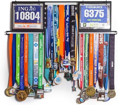 Gone For a Run BibFOLIO+ Race Bib & Medal Display - Deluxe - Wall Mounted | Bib Protectors, Easy to Install, Race Memorabilia, Marathon Runner Gift, Includes Hardware, Holds 100 Medals & Over 200 Bibs