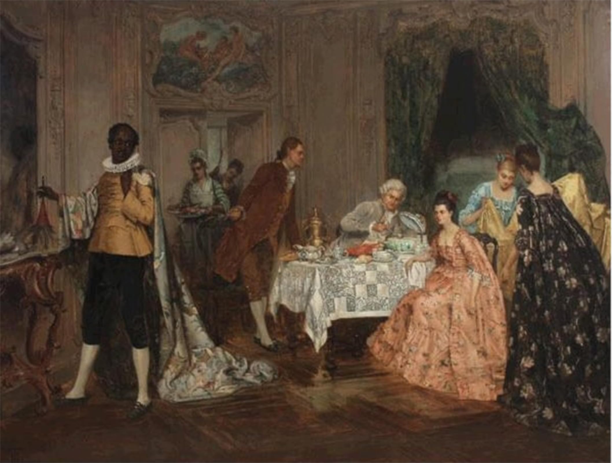 Impression toile le dîner aristocratique de Harry grand tableau abstrait salon - 5
