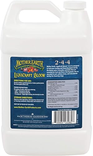 Miniatura 2 de Mother Earth LiquiCraft Bloom 2-4-4 para plantas con flores y verduras como tomates, 1 galón