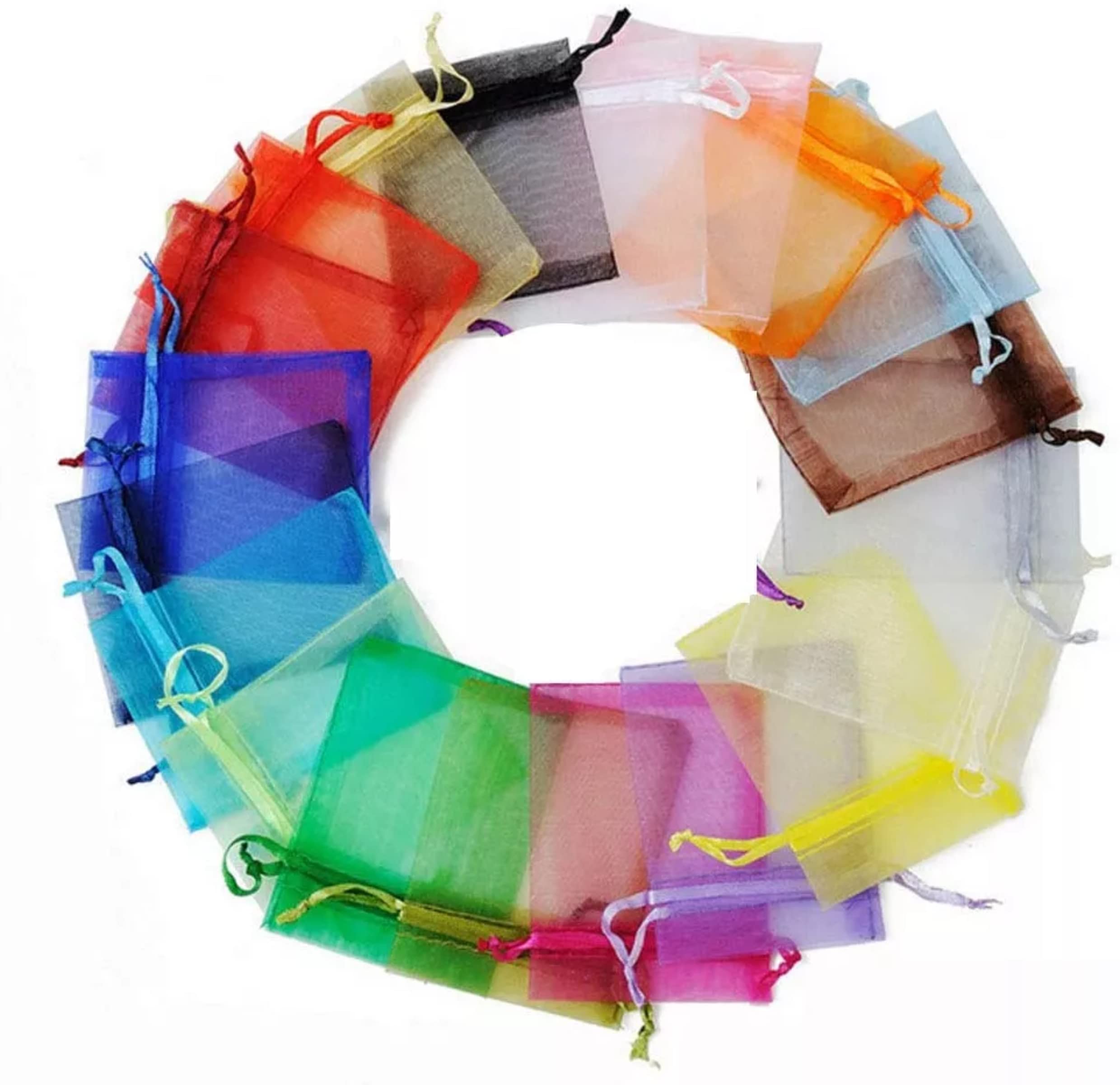 Beingelegant - Pack of 100 Return Gift Favor Shagun Plain Pouches Dry Fruit Pouches and Return Gift Potli Bags Organza Pouches Size : 10X14 CMS Mix Colors (B0BCZ93DNL) Amazon Price History, Amazon Price Tracker