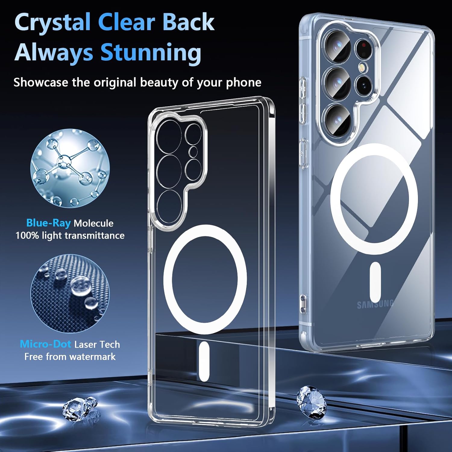 ottpluscase for Samsung Galaxy S25 Ultra Case, Compatible for MagSafe with Screen Protector, [Magnetic Transparent Back],Military Grade Shockproof Drop Protection Slim Bumper Cover Phone Case, Clear - Image 7