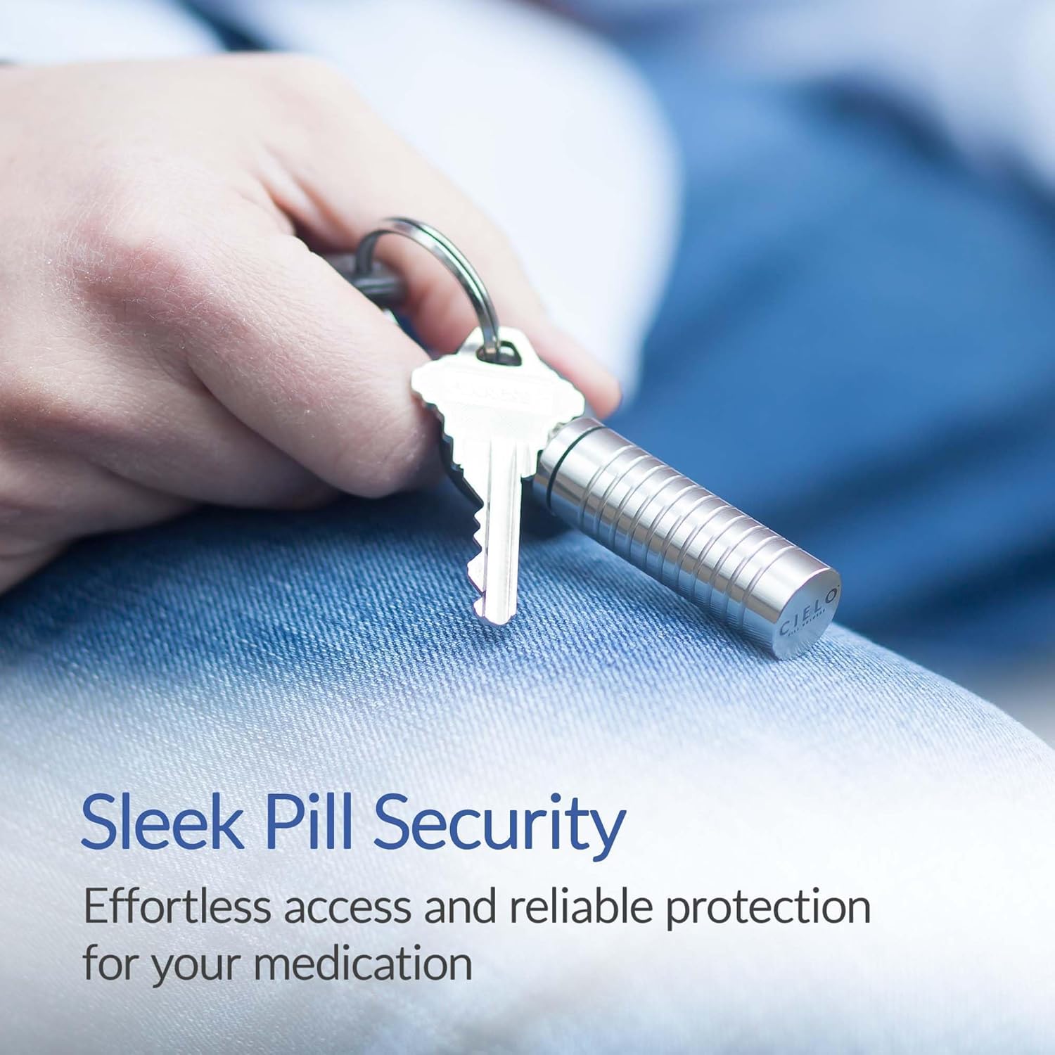 Cielo Pill Holders - Slim Single Chamber Keychain Pill Holder, Stainless Steel Pill Keychain Container, Waterproof Pill Case, Compact with Customizable Chambers, Stores 9 Aspirin-Sized Tablets