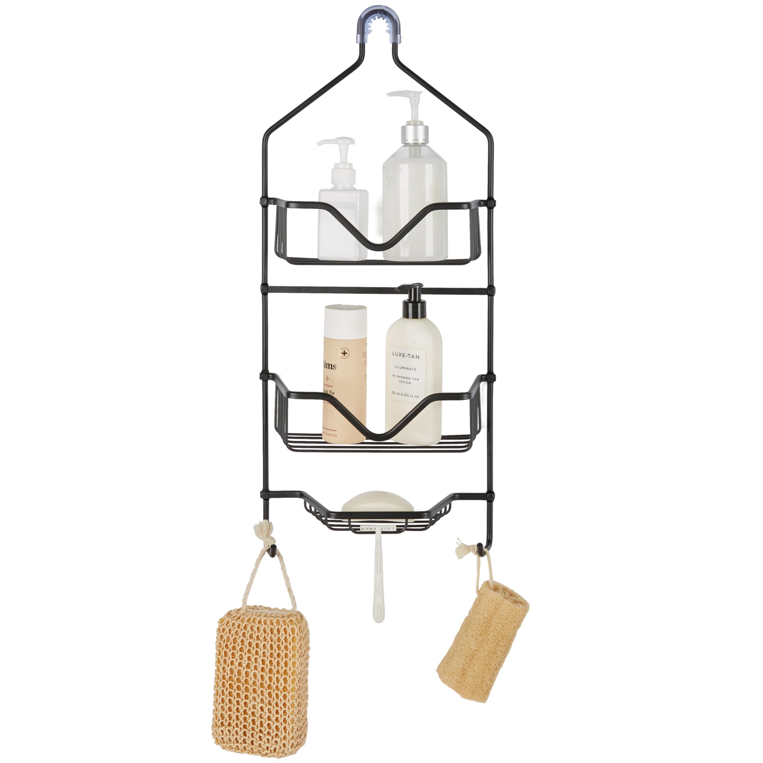 Bath Bliss 3 Tier Aluminum Shower Caddy 2 Shelves 1 Soap Dish 2 Razor Hooks Bathroom Storage Holds