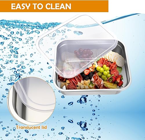 Miniatura 4 de Suttmin Paquete de 8 sartenes de hotel de tamaño 12 para mesa de vapor con tapa de plástico PP, sartenes de restaurante, sartenes de catering,