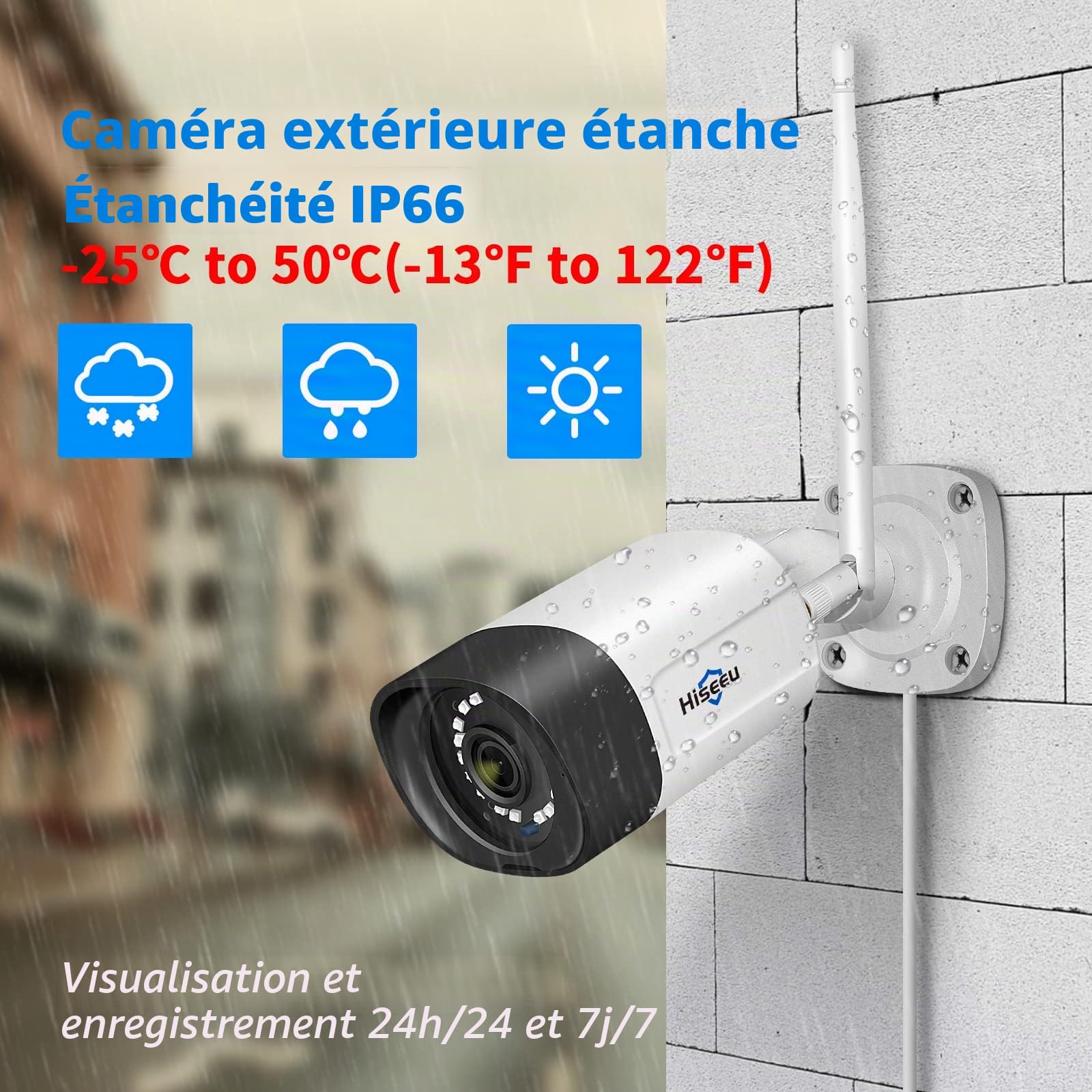 【PTZ+5MP】 Kit Caméra de Surveillance WiFi Extérieure,20M Vision Nocturne Colorée,Hiseeu Kit Vidéo Surveillance 10CH NVR 1To HDD et 4X5MP Caméra, Détection Mouvement,Audio 2 Voies,Alarme Son Lumieuse