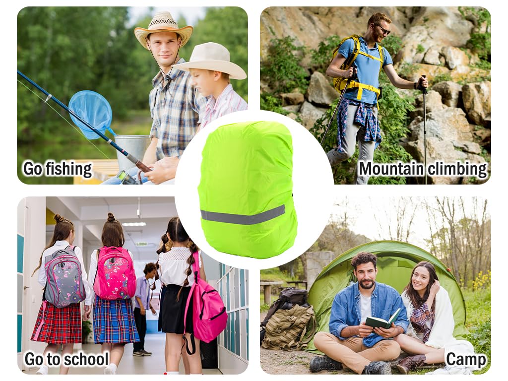 4 Pezzi Parapioggia Zaino Impermeabile, Parapioggia per Zaini con Strisce Riflettenti, Coprizaino Impermeabile, Copri Zaino per Pioggia, per Ciclismo, Trekking, Campeggio, Viaggi(18-30L)