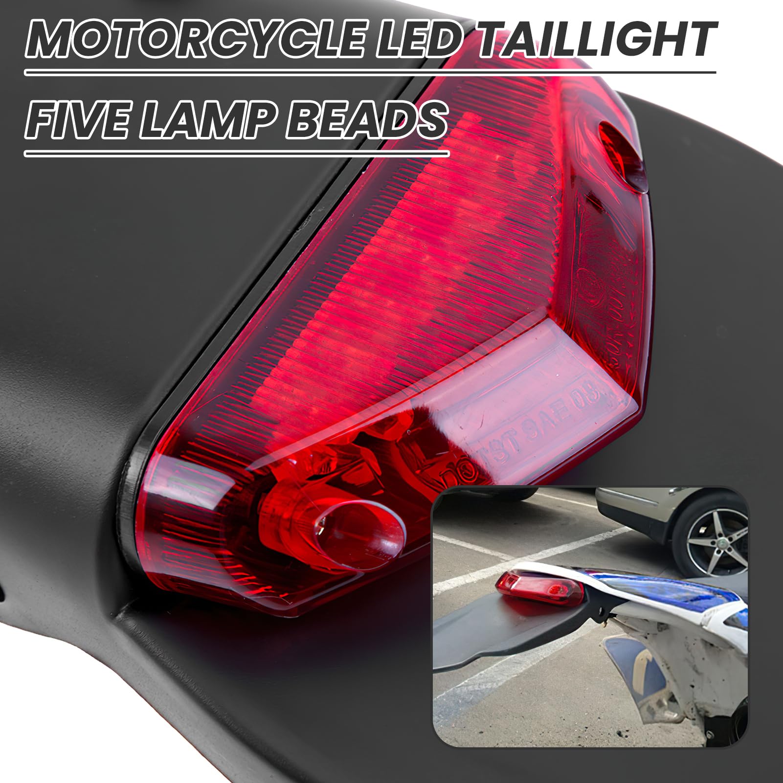 Feu Arrière Stop Moto Universel 12 LED - Lumière Freinage Haute Luminosité 12V Pour Moto, Quad, VTT