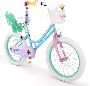 KORIMEFA Girl Bike with Training Wheel, Age 3-12 Princess, 12/14/16/20in
