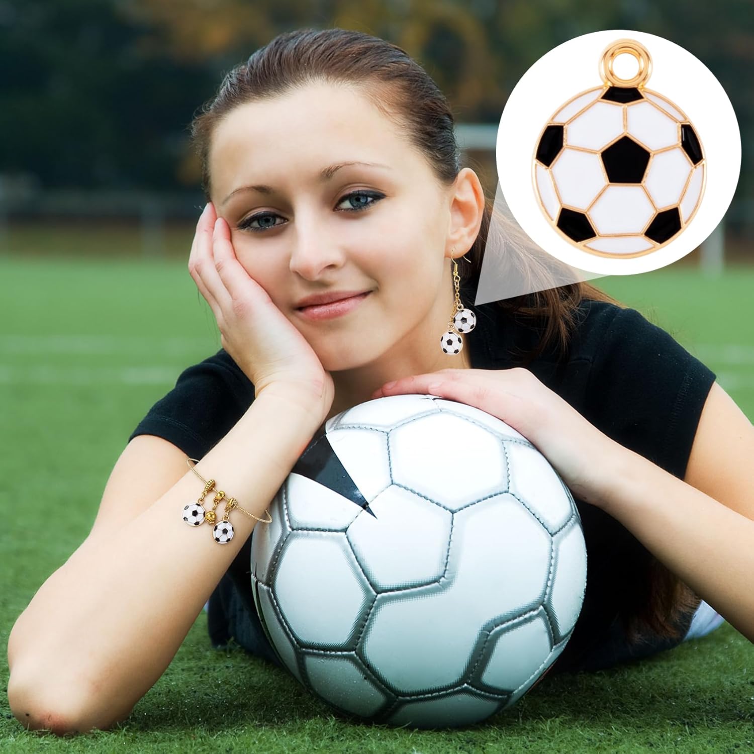 30pcs Enamel Soccer Charm for Jewelry Making, Alloy Football Sports Charm, Cute Mini Soccer Ball Pendants for Earrings, Necklace, Bracelets, DIY Crafts - Image 5