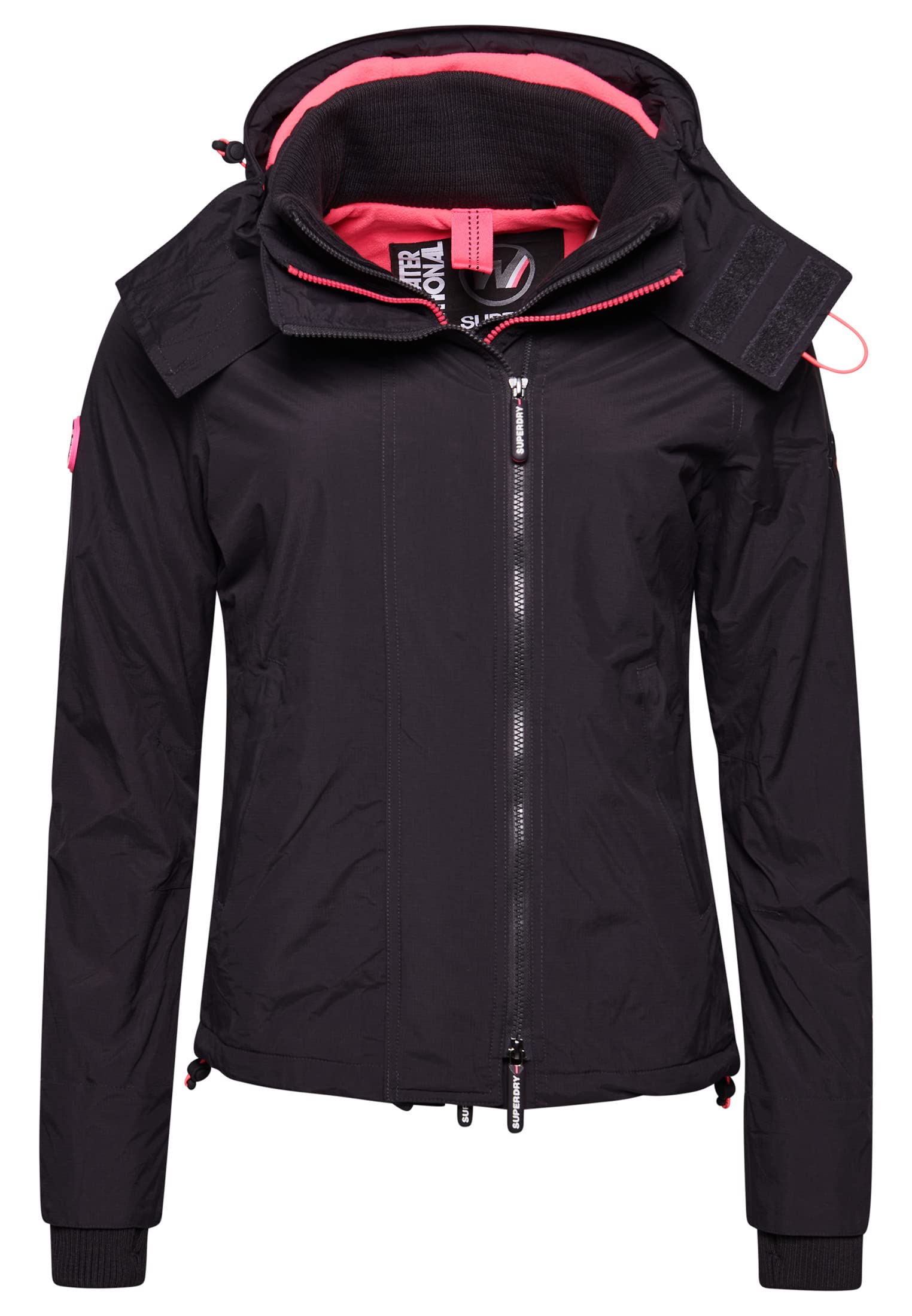 Superdry Jacket Pop Zip Hooded Arctic Windcheater jacket Black Pink Size UK 8