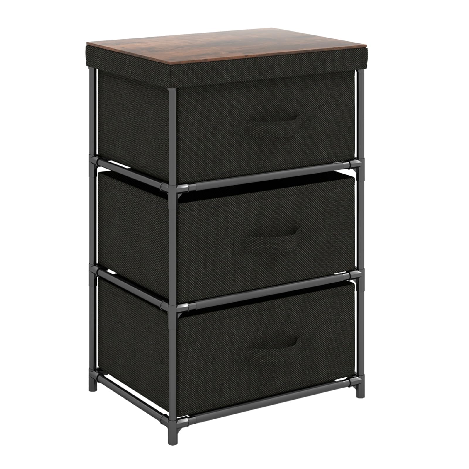 HomCom 8-Drawer Dresser, 3-Tier Fabric Chest Of Drawers, Storage Tower Organizer Unit With Steel Frame Wooden Top For Bedroom Hallway Dark Grey