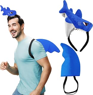 2 Pcs Shark Costume Shark Hat Fin Headbands Plush Headband Ocean Animal Costume Cosplay Party Favors