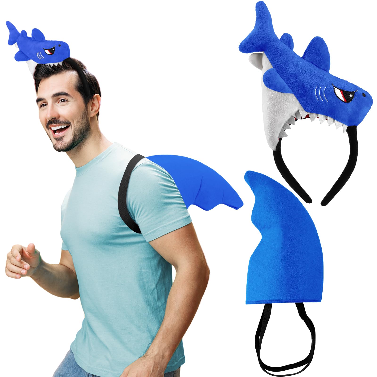2 Pcs Halloween Shark Hat Fin Costume Headband Cosplay Blue