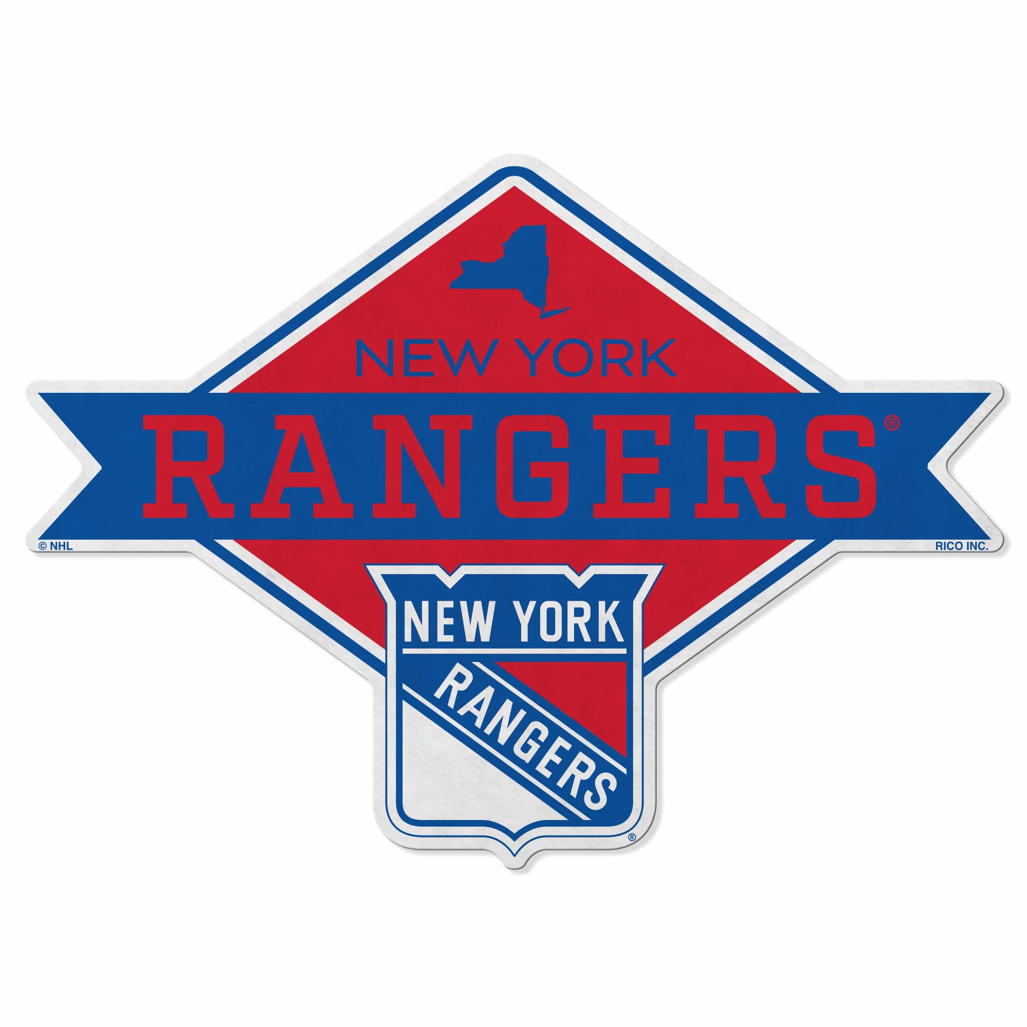 Rico Industries NHL New York Rangers Diamond Shape Cut Pennant - Home and Living Room Décor - Soft Felt EZ to Hang 18x0.10x18