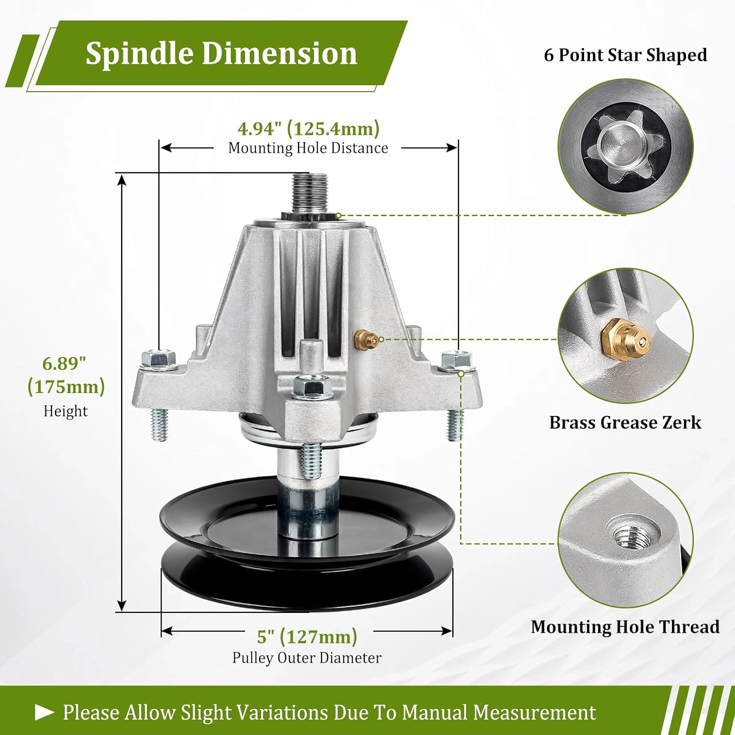 Spindle Blade Kit for 50" Lawn Mower Deck, Compatible with Cub Cad-et XT1-GT50 Troy Bilt Super Bronco G8300 MTD, Replaces 618-06980 918-06980 942-05052A 954-04077A