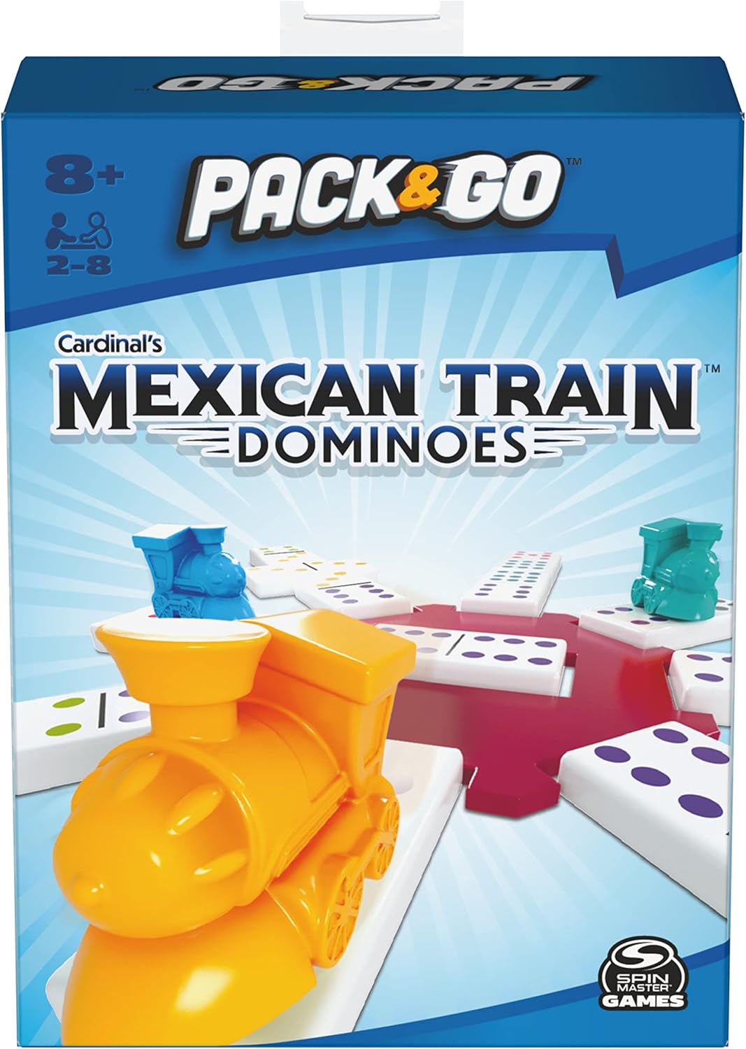 Pack & Go Mexican Train Dominoes from Spin Master Games Portable Dominoes Set Kids Games Classic Board Games for Adults and Kids Ages 8 and up