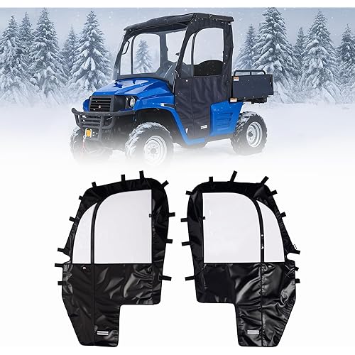 KEMIMOTO Soft Upper Doors Compatible with UTV Hisun 400,Coleman UT400,Hisun Sector 400,Massimo MSU400,Waterproof Tear-resistant Warm and Windproof Soft UTV Cab Enclosure，Fit for Side Mirrors