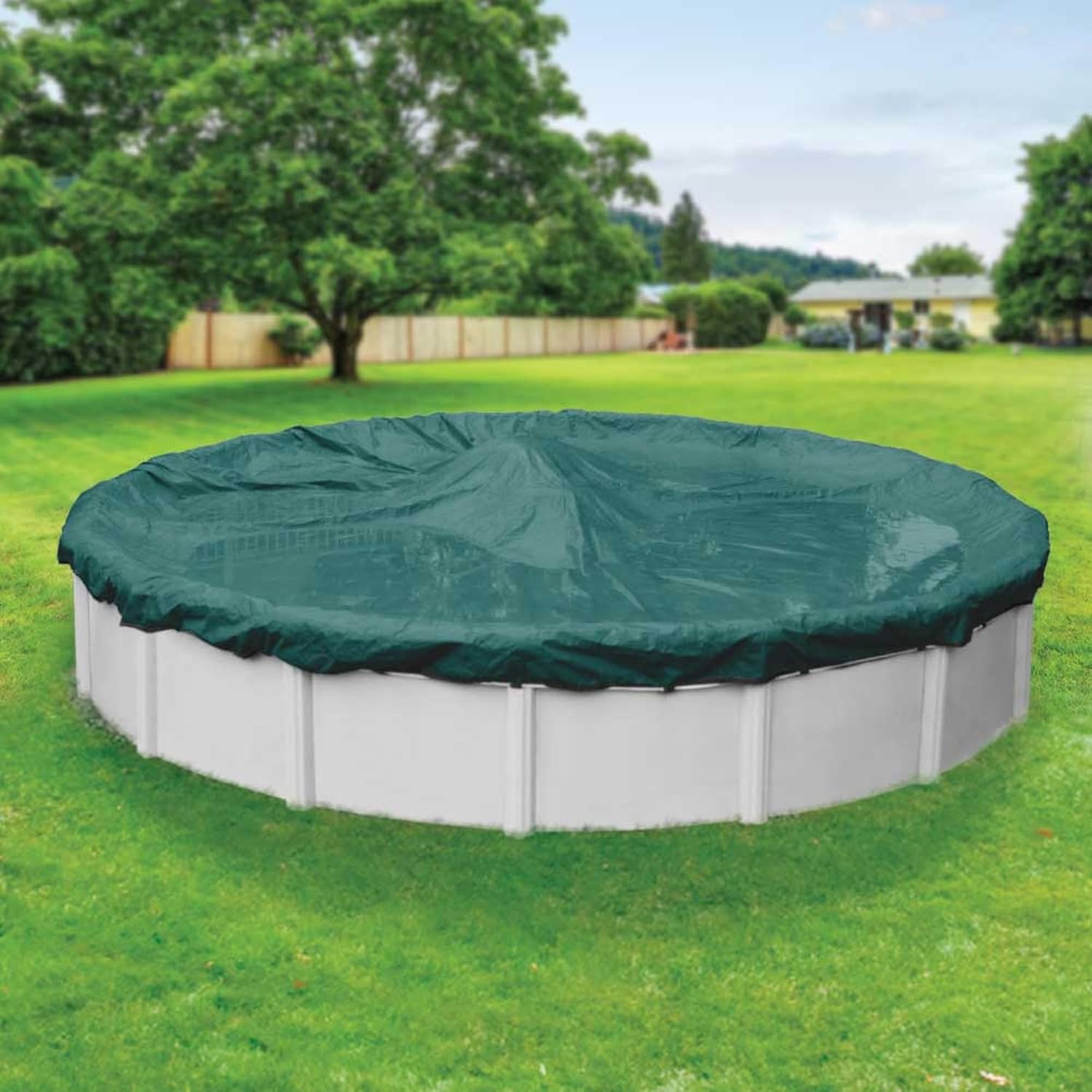 Robelle 24 ft Commercial Teal Winter Pool Cover for Above Ground Pools, 4 ft Overlap (28 ft Cover Size), Solid 12 x 12 Scrim, 3.7 oz/yd2, 18-Year Warranty, Style: 3924-4A
