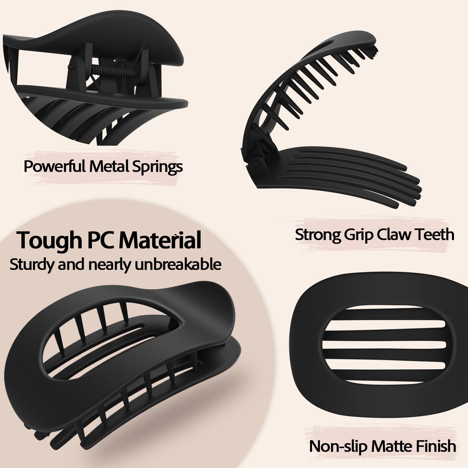 VivaSmile 4 PCS Flat Hair Clips for Women Curved Design Duckbill Hair Clips for Lying Driving - Image 3