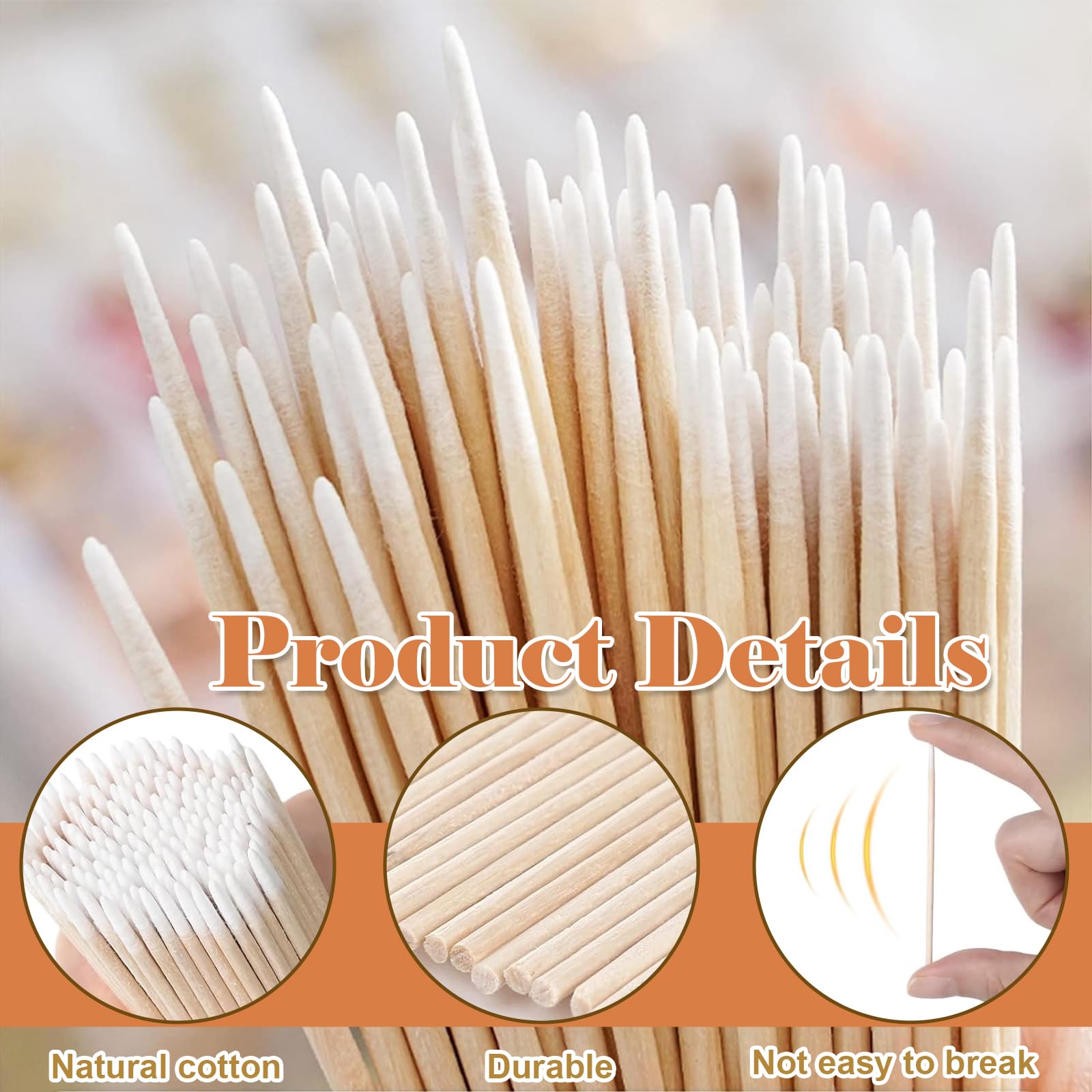 800 Bastoncini Cotone A Punta Precisione In Legno, Senza Pelucchi, Cotton Fioc Trucco, Per Microblading, Correzione Make Up, Pulizia Smalto, Applicatori Beauty.