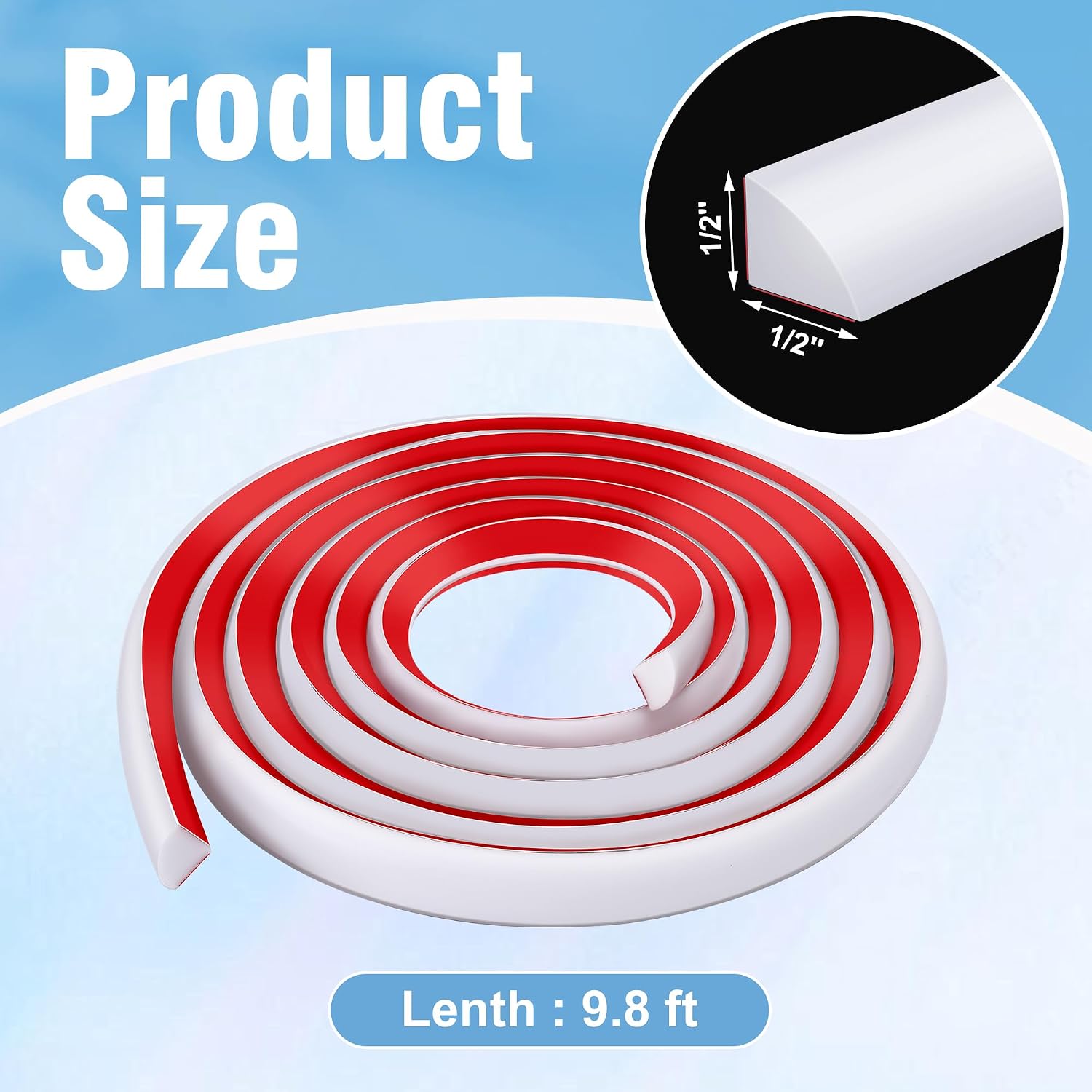 118 inch Flexible Quarter Round Molding, 1/2" Self-Adhesive Trim Molding | Waterproof Wall Quarter Round Trim for Wall Edge Corner Base of Staircase Cabinet Edge Countertops