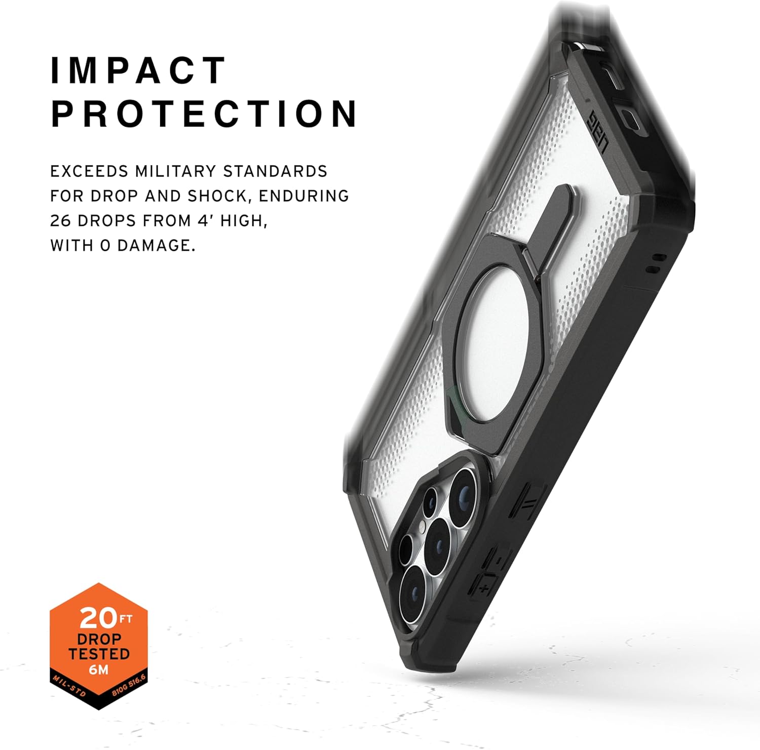 URBAN ARMOR GEAR UAG for Samsung Galaxy S26 Ultra Case 6.9" with Kickstand Plasma XTE - Magnetic Charging Compatible Transparent Rugged Military Drop Tested Protective Cover, Black/Clear