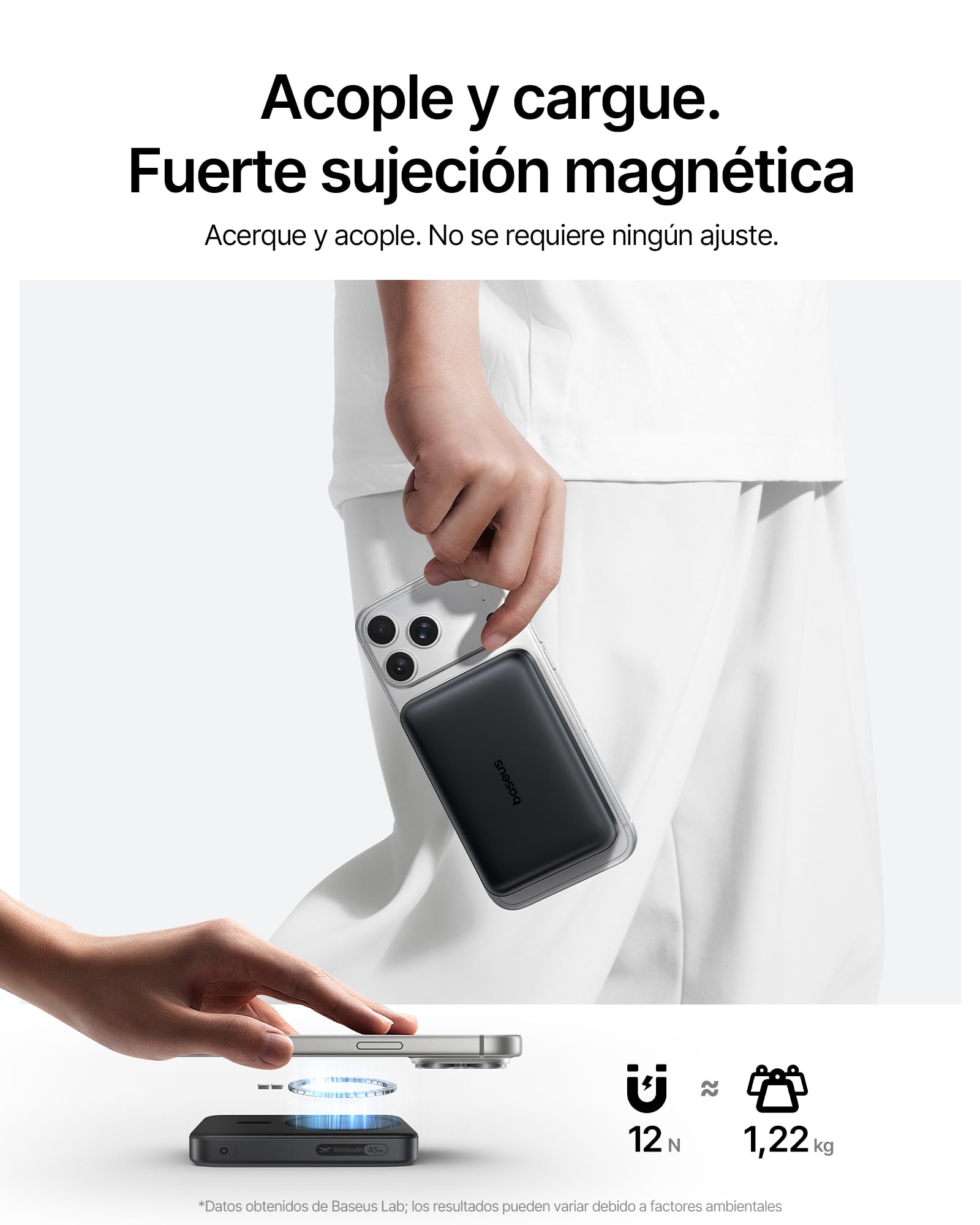 Baseus EnerFill FM21 Qi2.2 25W Powerbank Magsafe, Batería Externa Magnética 10000mAh, PD 45W USB C Carga Rápida, Power Bank Carga inalámbrica para iPhone 17, 16, 15 Pro MAX