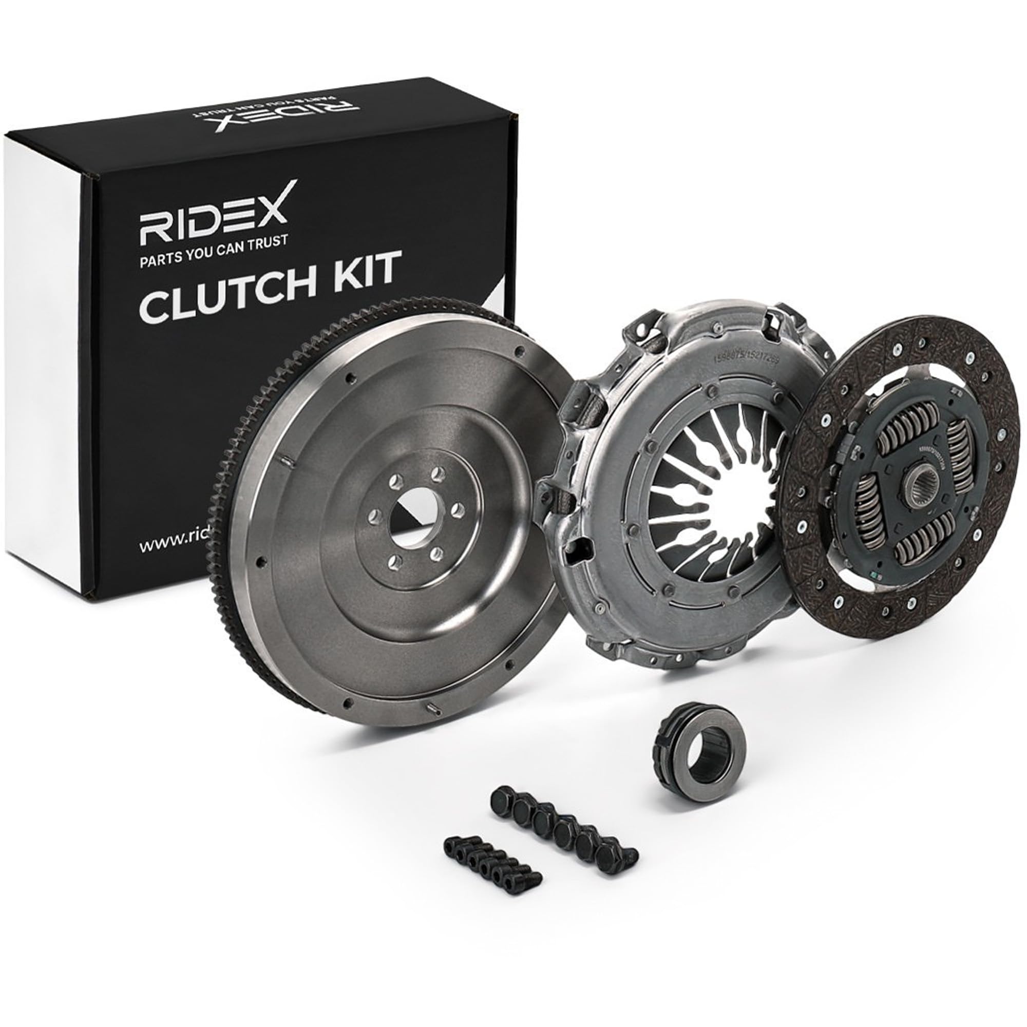 RIDEX 479C0370 Kit de embrague con placa de apriete de embrague con volante motor con plato de embrague con cojinete de desembrague Compatible con AUDI A6 C6 Avant 4F5