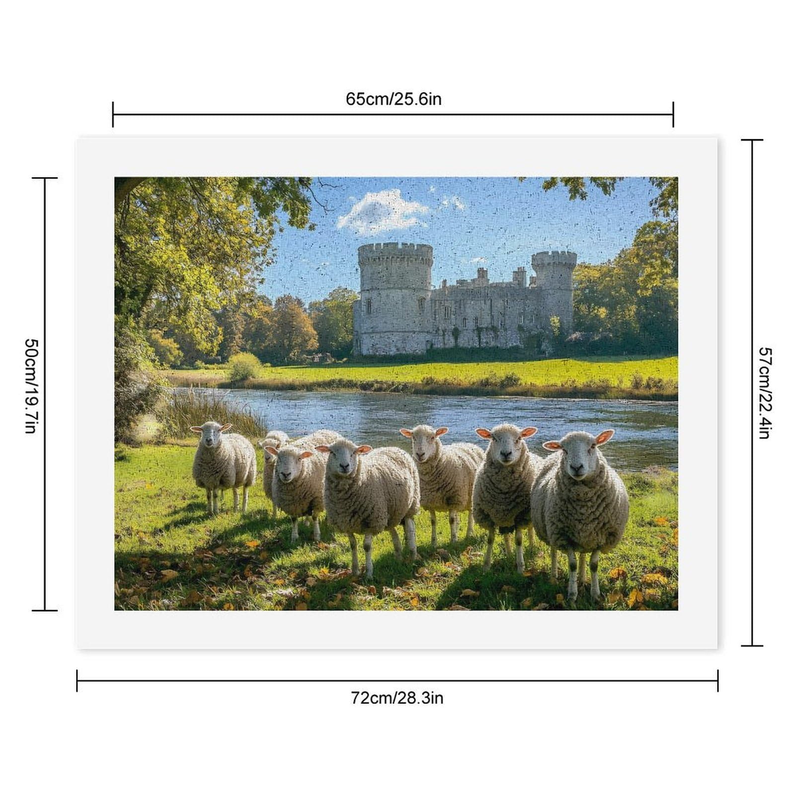 Malen nach Zahlen, Motiv: Schaf und Schloss, für Erwachsene, Anfänger, bunt, DIY, einfaches Malen für Zuhause, Wanddekoration