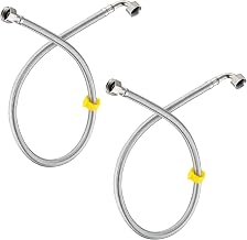 Pack of 2 Flexible Pipe Contectors Elbow 1/2”(90°) x 1/2” BSP 80cm Long Elbowed Stainless Steel Braided Flexible Hose Pipes Tail DIY Repalcement for Boilers Plumbing Bathrooms Kitchens