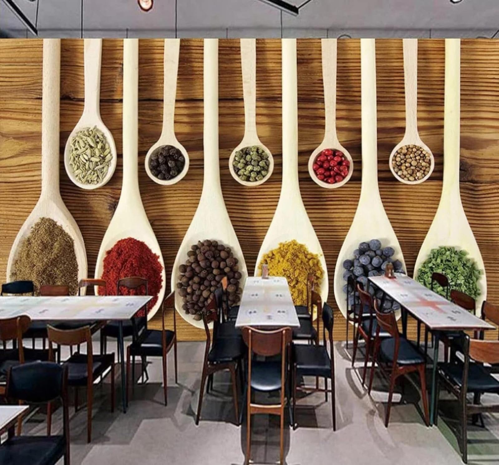 XLMING Vintage Three Dimensional Spoon Spices Kitchen 3D Wallpaper Luxury Home Dining Decor Paste Sofa Living Room The Wall for Bedroom Mural-250cm×170cm