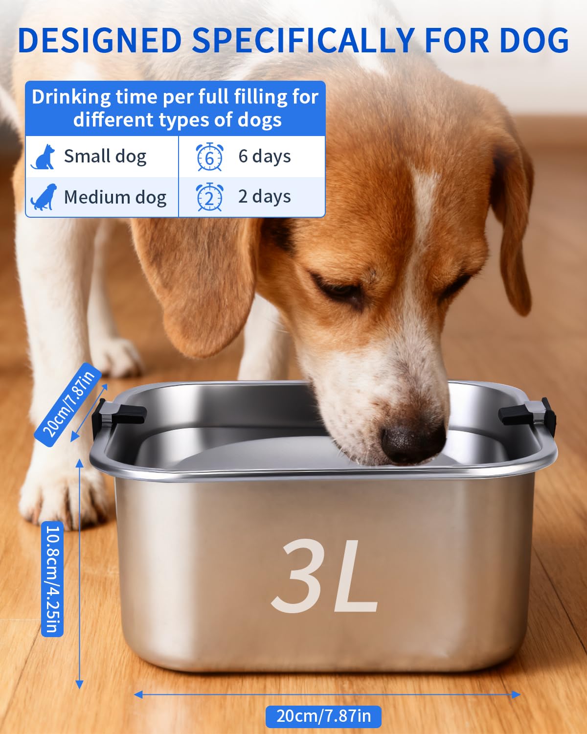 Ciotola d'acqua per cani senza sbavare, 3L Ciotola Antigoccia Cane con Disco Flottante Sigillato,Antipolvere Ciotolas Acqua Cane che Promuove il Bere Lento per Viaggi,Esterno,Casa