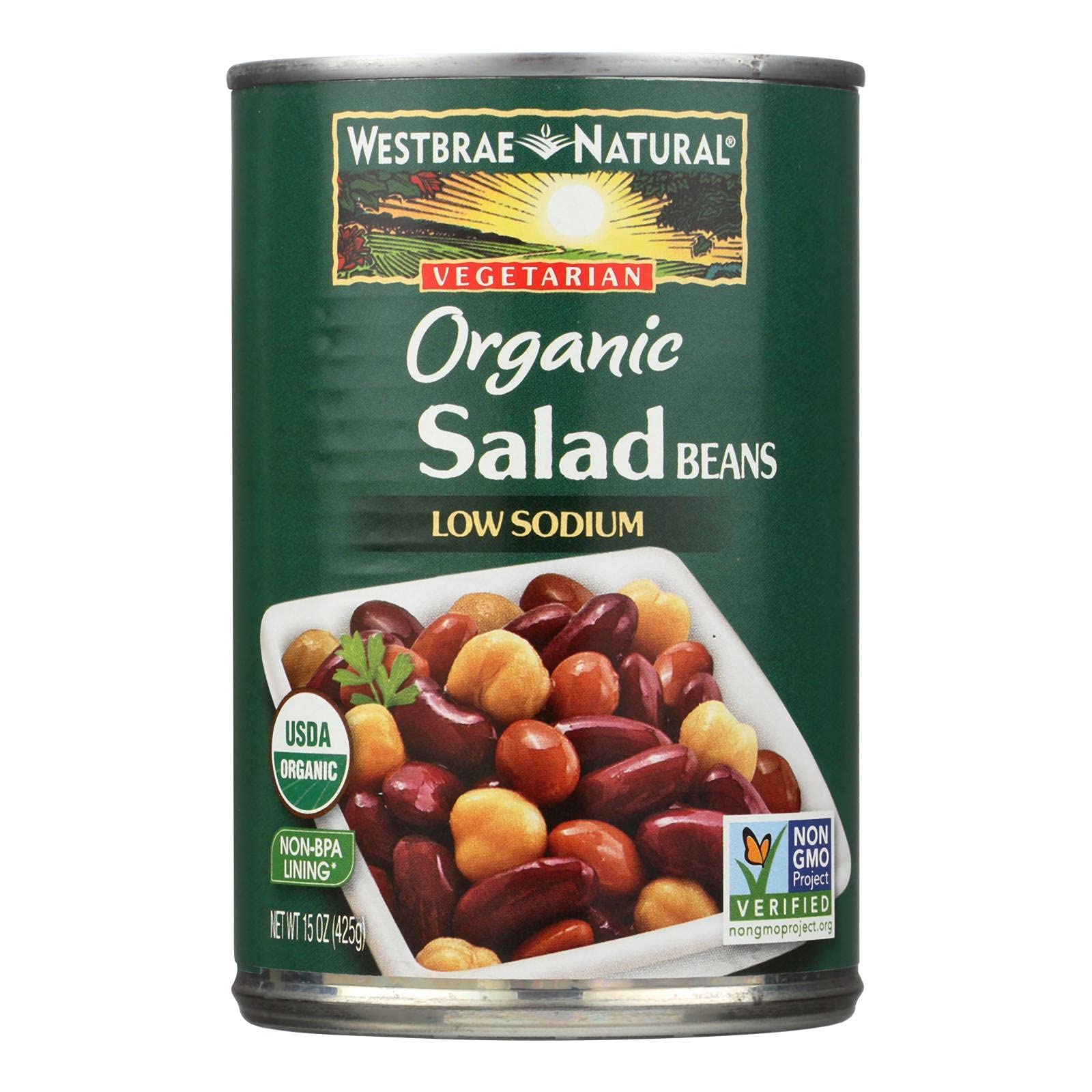 Westbrae Natural Vegetarian Organic Salad Beans, 15 Ounce Cans (Pack of 12) ( Value Bulk Multi-pack)