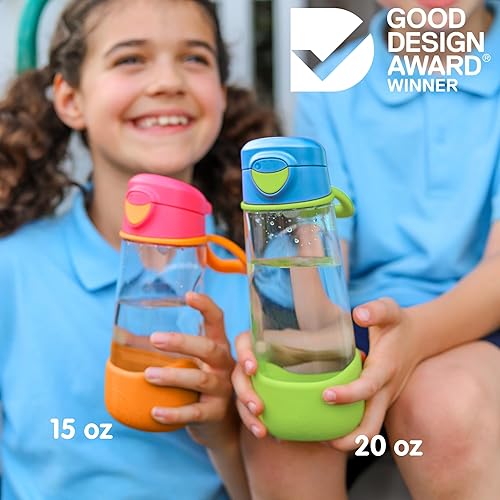 Miniatura 2 de b.box Botella deportiva con boquilla de 15 onzas, botella de agua moderna con tapa abatible para niños y niños pequeños, a prueba de derrames, sin