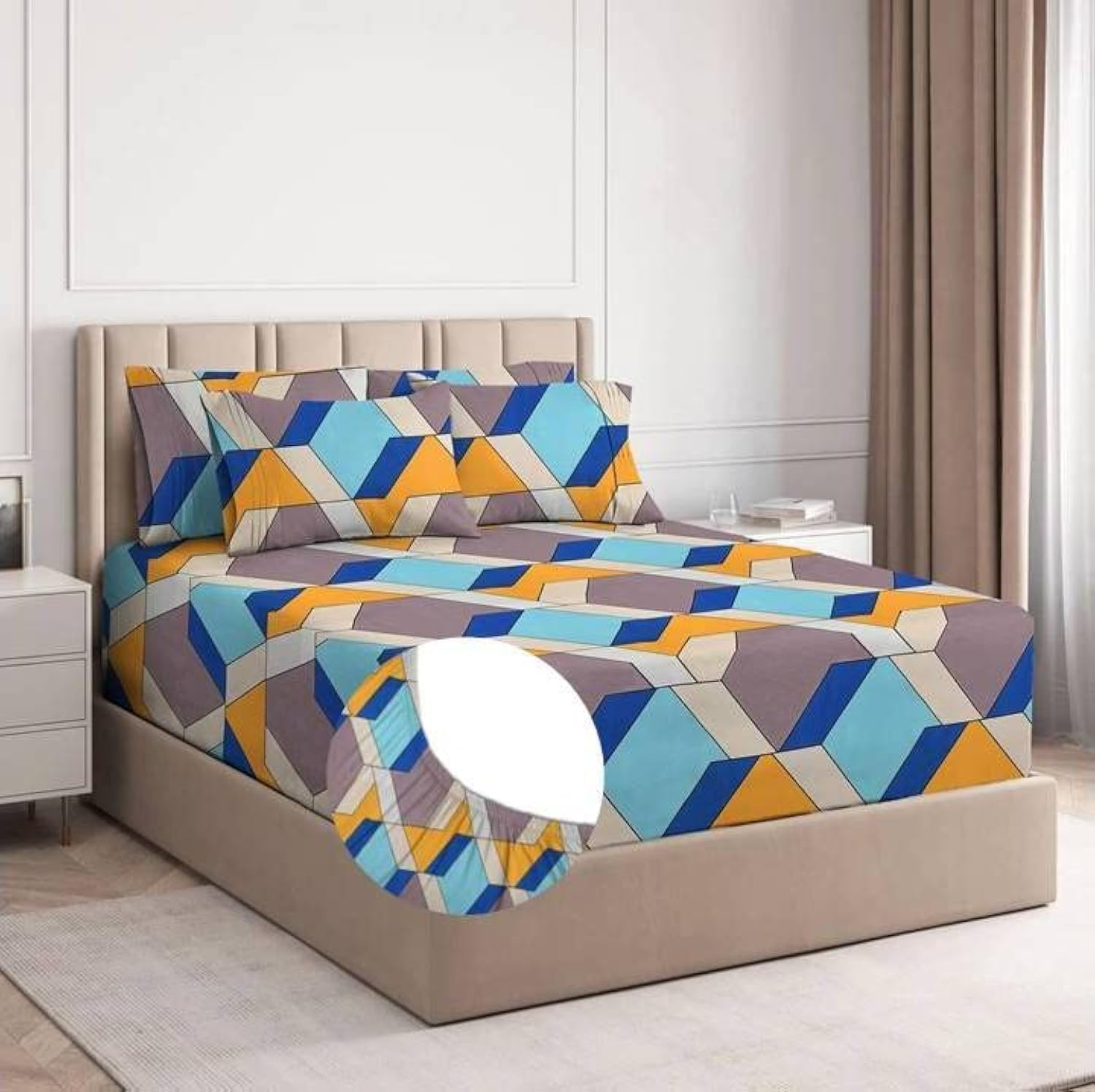 BSB HOME Floral Fitted Sheets - Double Bed, FREE SHIPPING -4
