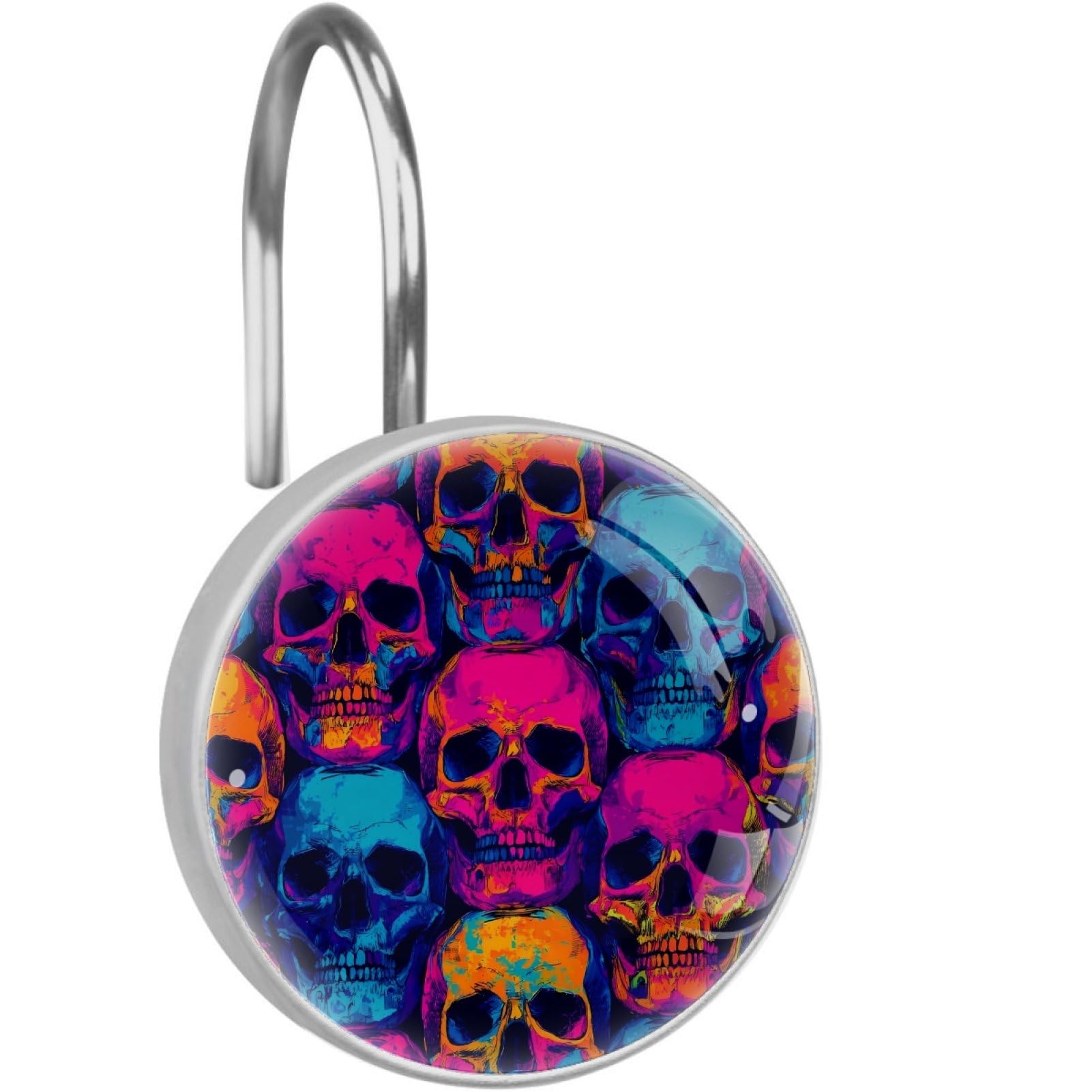 VAPOKF Shower Curtain Hooks, 12PCS Colorful Skull Shower Curtain Hook for Bathroom Decors Home Bedroom