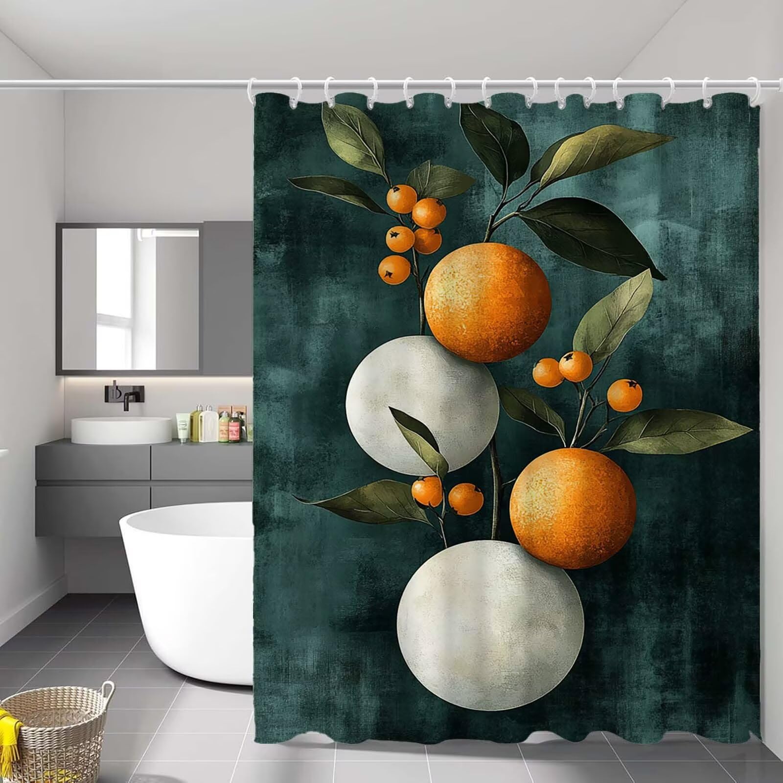Rideau de douche anti éclaboussures en tissu polyester avec crochets inclus