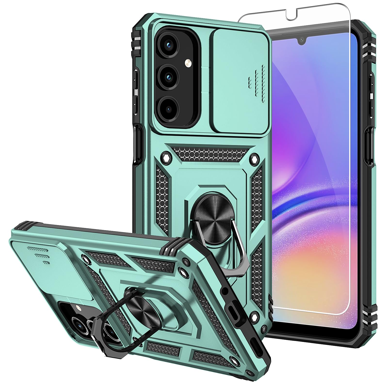 SKMY for Galaxy A16 5G Case, A16 5G Case,with Screen Protectors and Camera Cover,[Military Grade] 16ft.Drop Tested Cover with Magnetic Kickstand