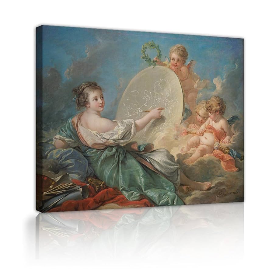 Amazon.co.jp: ロココ様式のフレーム付きウォールアート寓意絵画