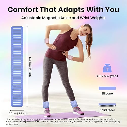 Miniatura 3 de Pesas magnéticas ocultas ajustables para tobillo y muñeca, diseño de silicona transpirable e impermeable para mujeres y hombres, ideal para fitness,