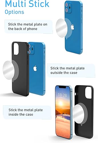 Miniatura 5 de Tryone Placa de metal para soporte magnético de automóvil, paquete de 4 discos con adhesivo 3M, compatible con imanes de teléfono/teléfono celular,