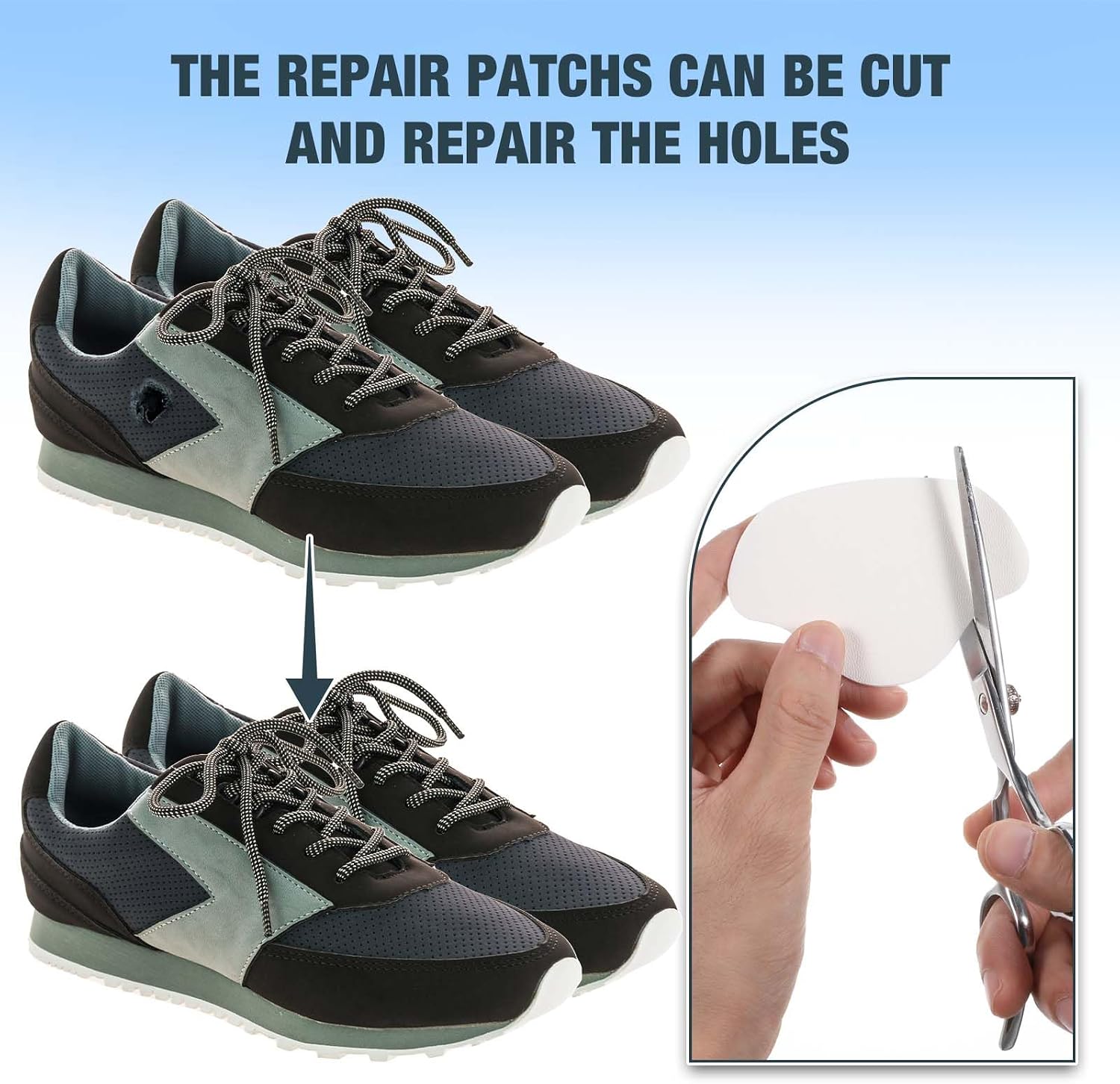 COMNICO 24pcs Shoe Heel Repair Sneaker Toe Prevention Repair Shoe Hole Toeburst Patch Wear Self-Adhesives for Back of Sports Shoes Leather Shoes High Heels