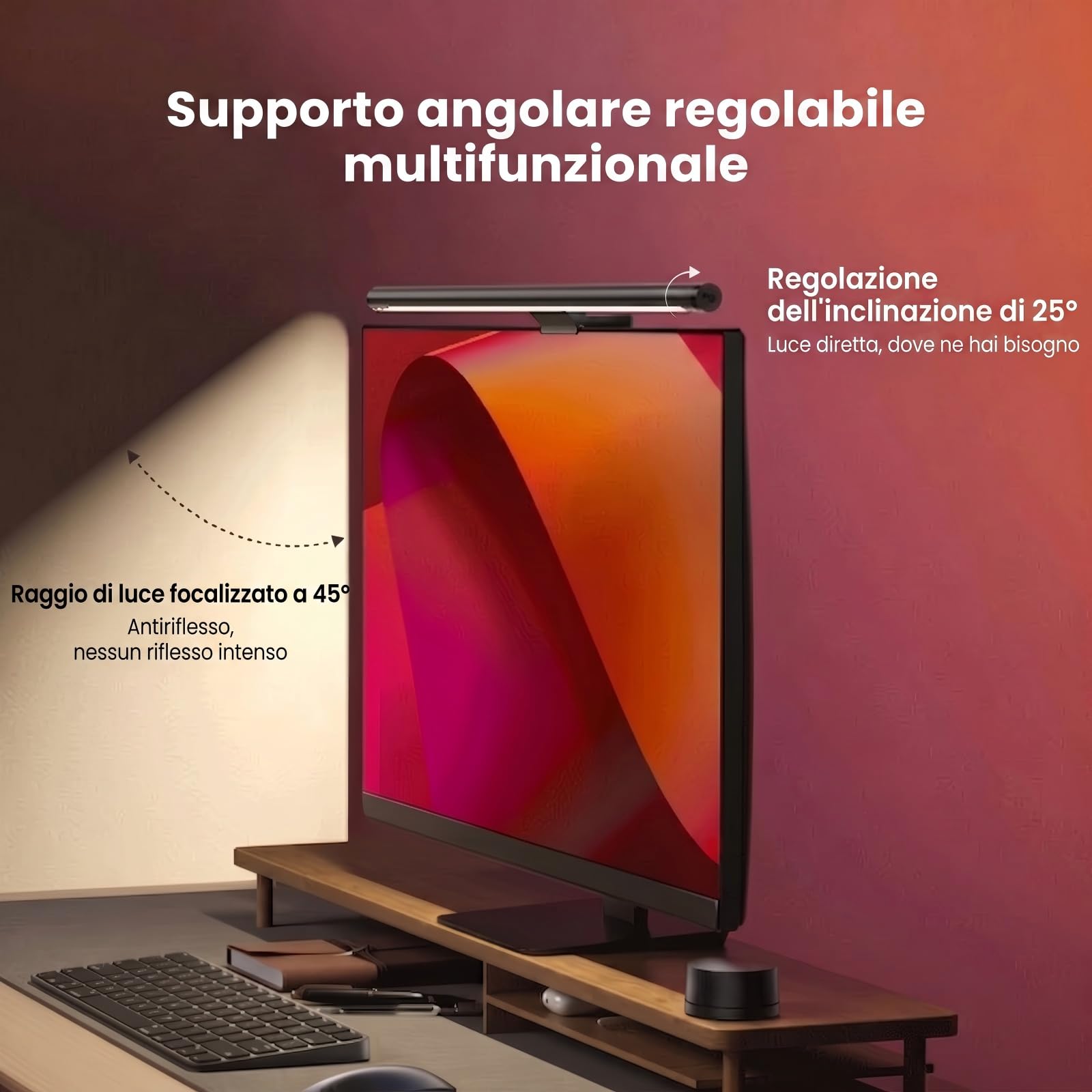 Yeelight Monitor Light Bar 48cm RGB con Matter, Lampada Monitor Smart Sync Musica, 350LM Antiriflesso, Lampada da Monitor Dimmerabile, USB Luce Monitor PC per Home Office e Gaming