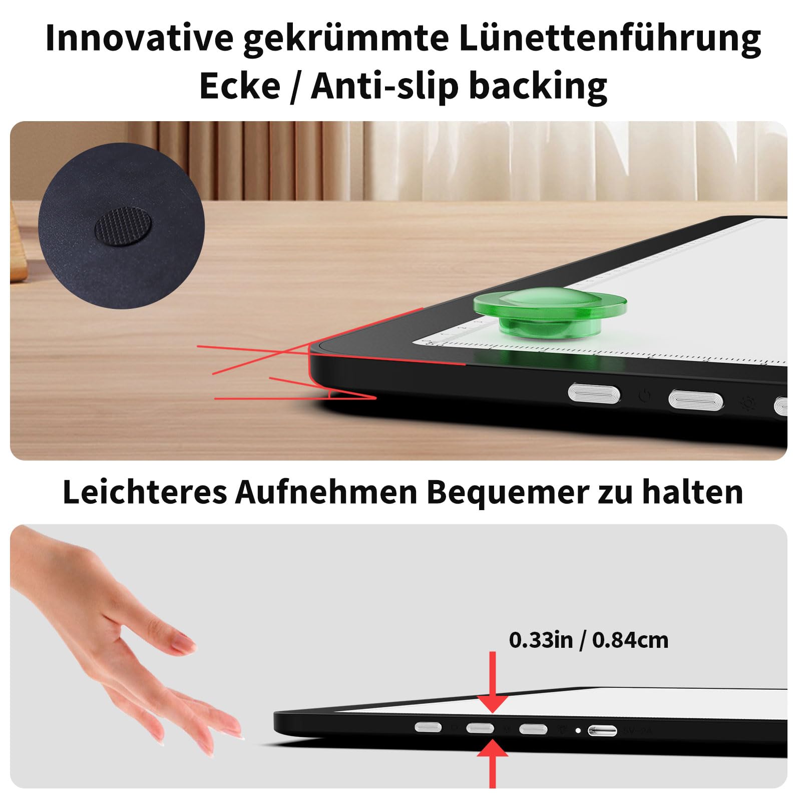 HIUKCOLED Leuchttisch A4 Wiederaufladbar LED-Leuchtplatte 3 Farbtemperaturen dimmbar und 6 Helligkeitsstufen Leuchttafel zum Nachzeichnen,wiederaufladbare LED-Kopiertafel für Diamantmalerei