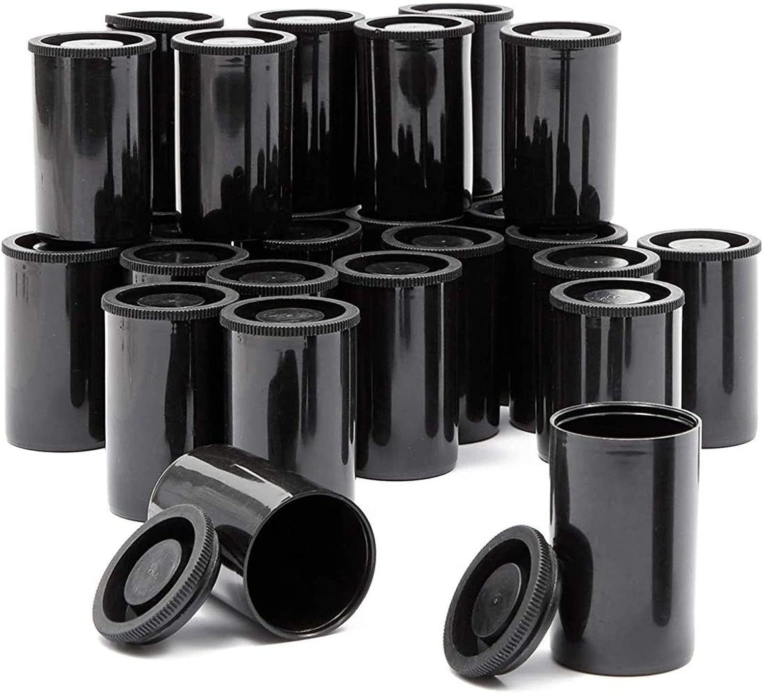Empty Film Canisters with Caps,Black Plastic Film Canister